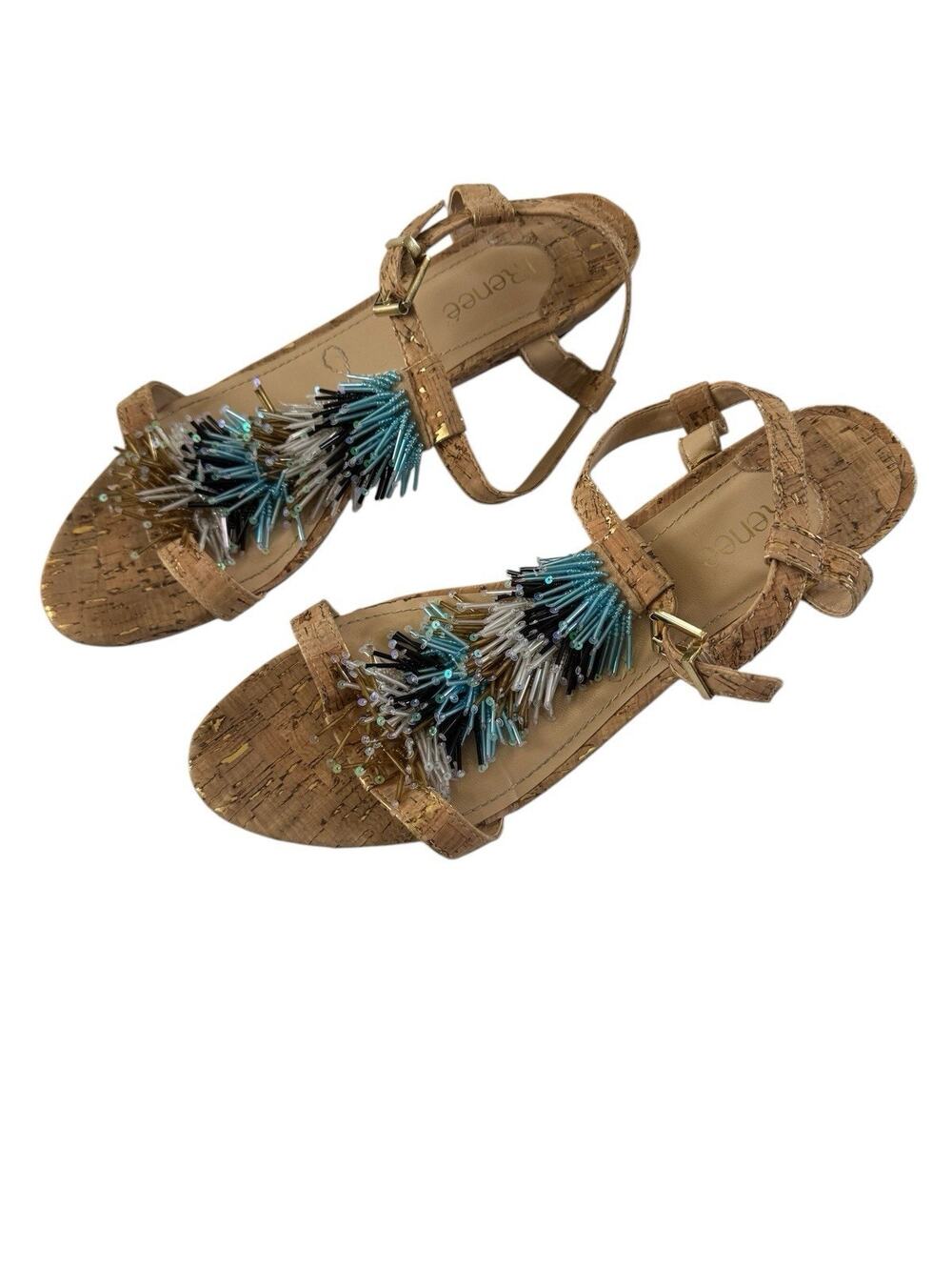 J Renee Womens Aleesa Strappy Beaded Sandals Size 12W Festive Dancing Cork